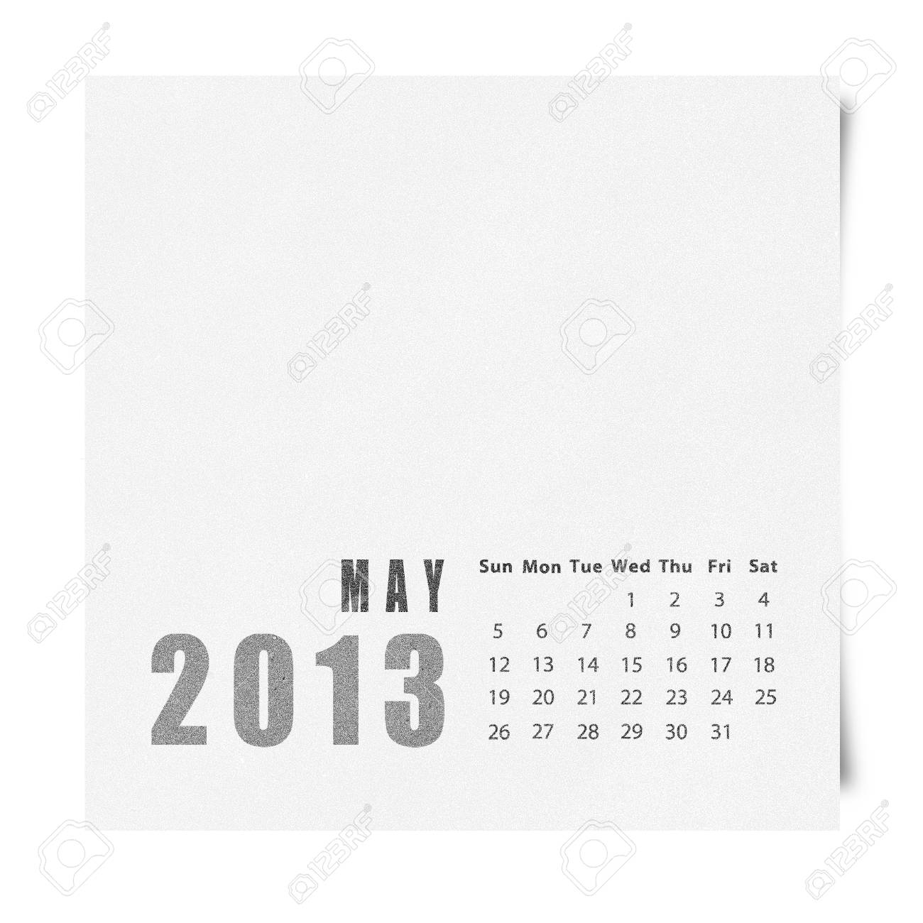 2013 year calendar may on recycle paper stock photo picture and