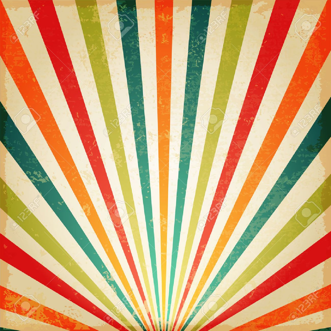 new vintage multicolor rising sun or sun ray sun burst retro