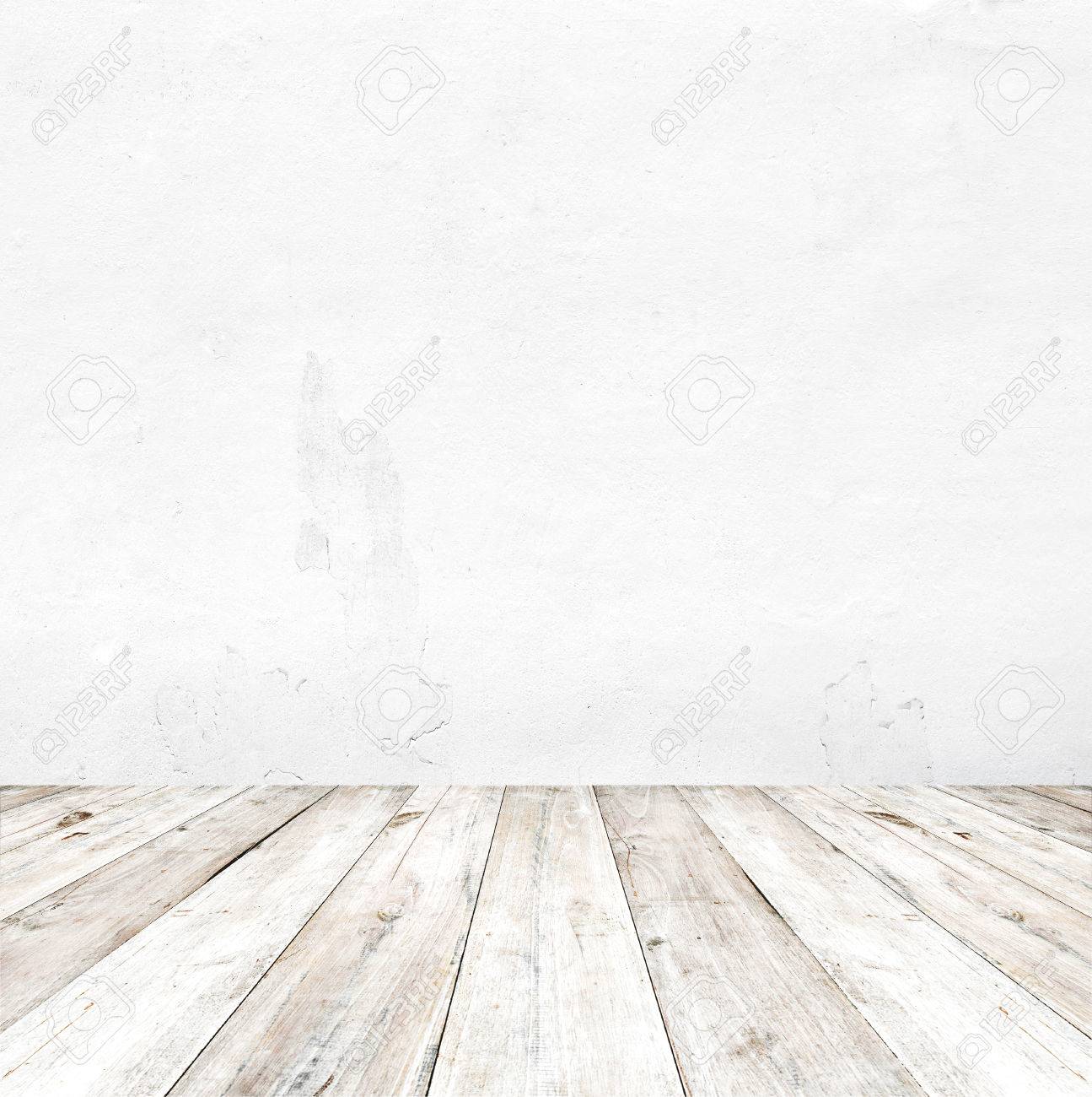 Empty a white interior of vintage room - gray grunge concrete wall and old wood floor. Realistic 3d as perfect background for your concept or project. - 52175172 Empty a white interior of vintage room - gray grunge concrete wall and old wood floor. Realistic 3d as perfect background for your concept or project. - 52175172