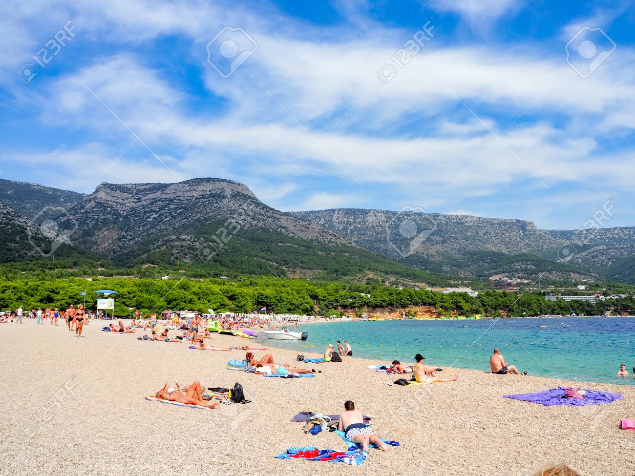 Zlatni Rat île De Brac Croatie Europe Plage Célèbre Bondée Sur Lîle De Brac