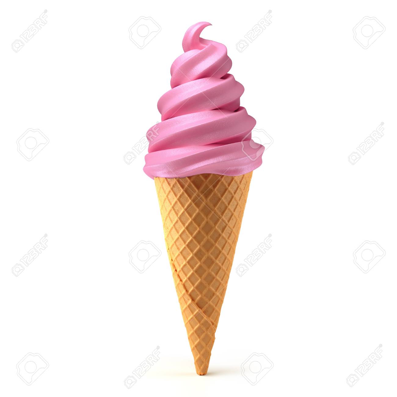 Strawberry Ice Cream Cone Isolated 