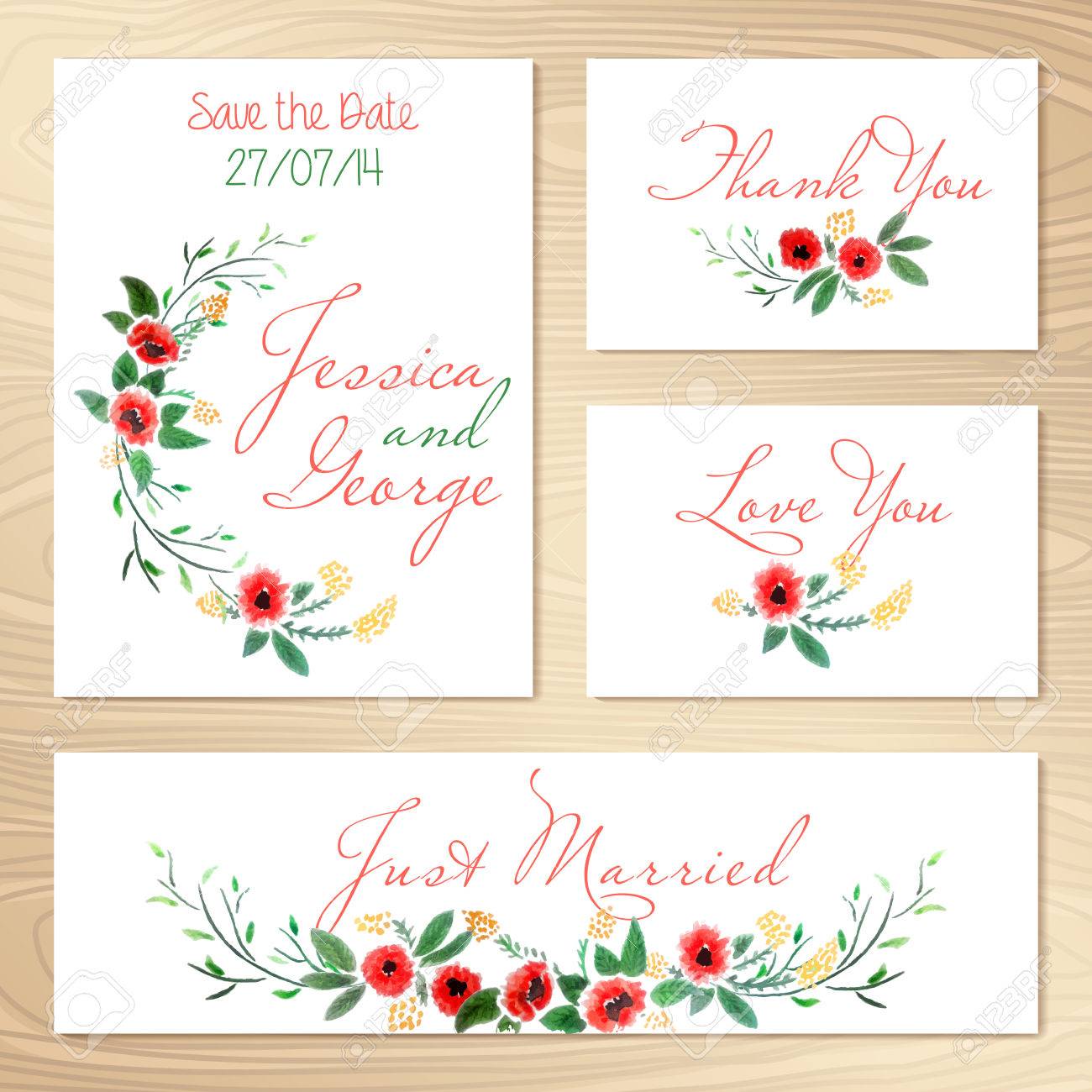 結婚式招待状テンプレートのセットを保存日付ベクトル イラスト のイラスト素材 ベクタ Image