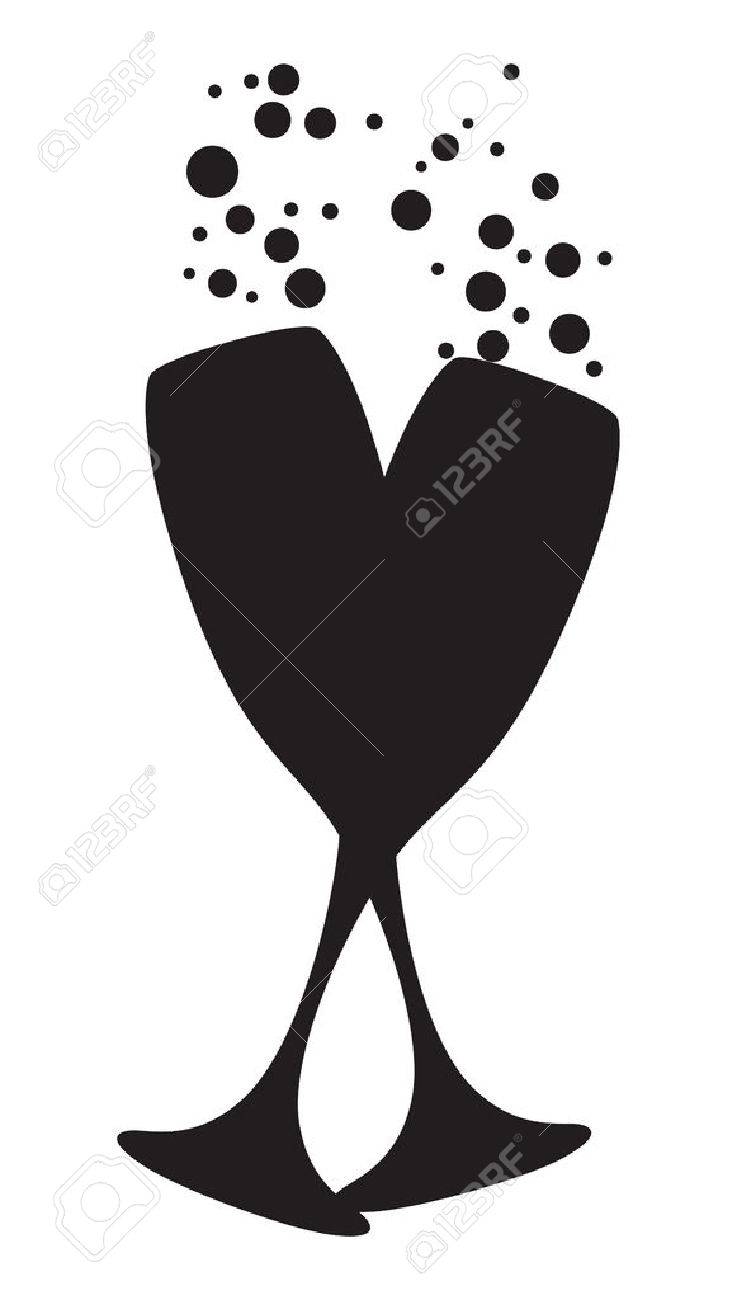 Schwarz Weiss Champagner Glaser Mit Luftblasen Lizenzfrei Nutzbare Vektorgrafiken Clip Arts Illustrationen Image 29304630