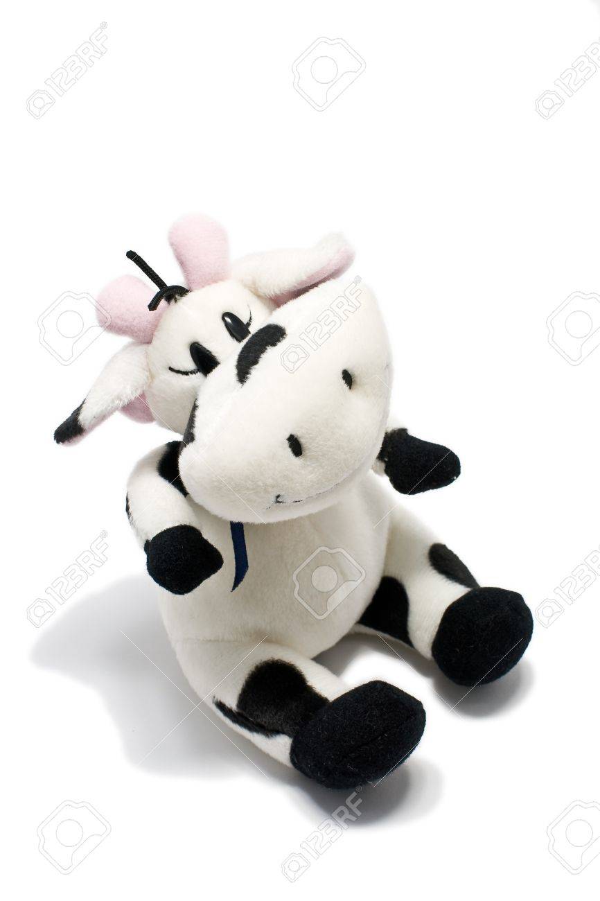かわいい牛のぬいぐるみグッズ ホワイト バック グラウンドを分離しました の写真素材 画像素材 Image