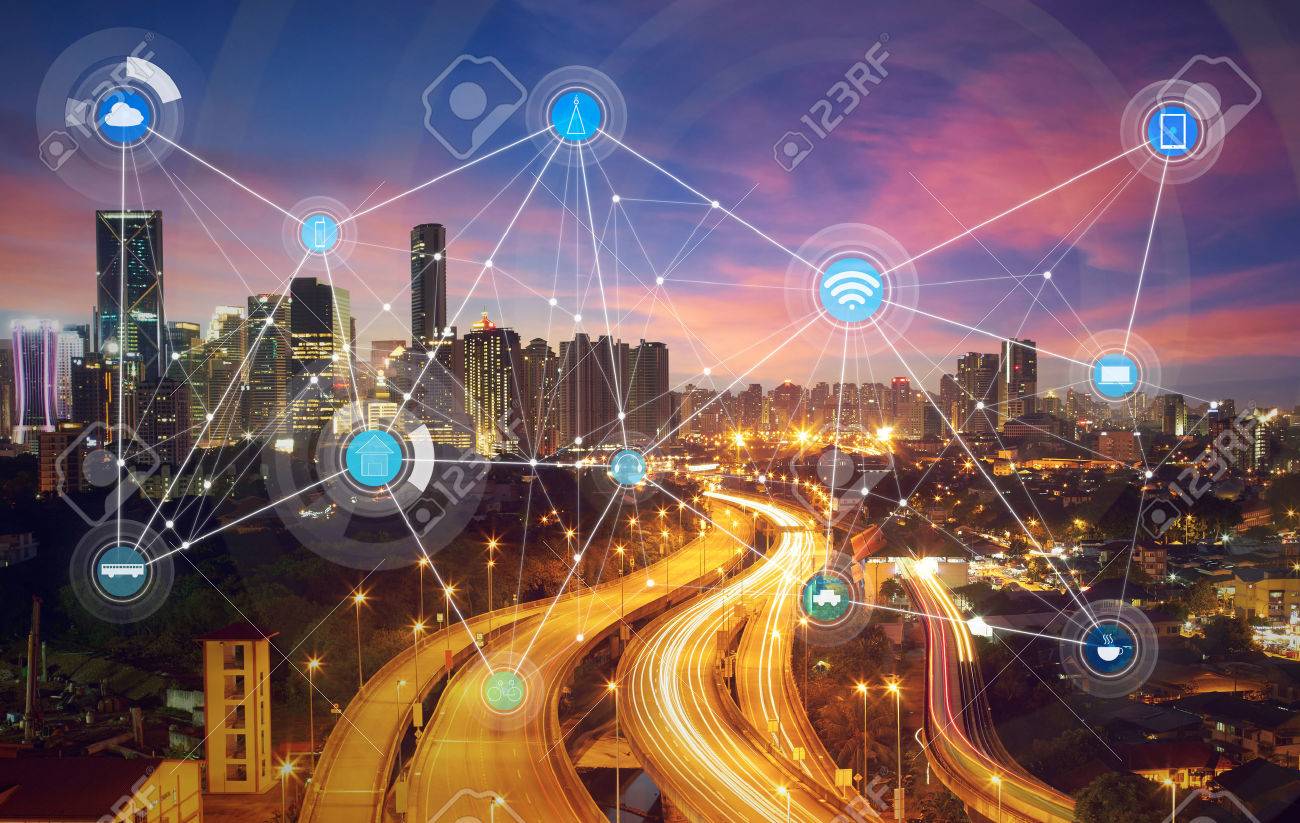 smart city and wireless communication network, abstract image visual, internet of things - 59064018 smart city and wireless communication network, abstract image visual, internet of things - 59064018