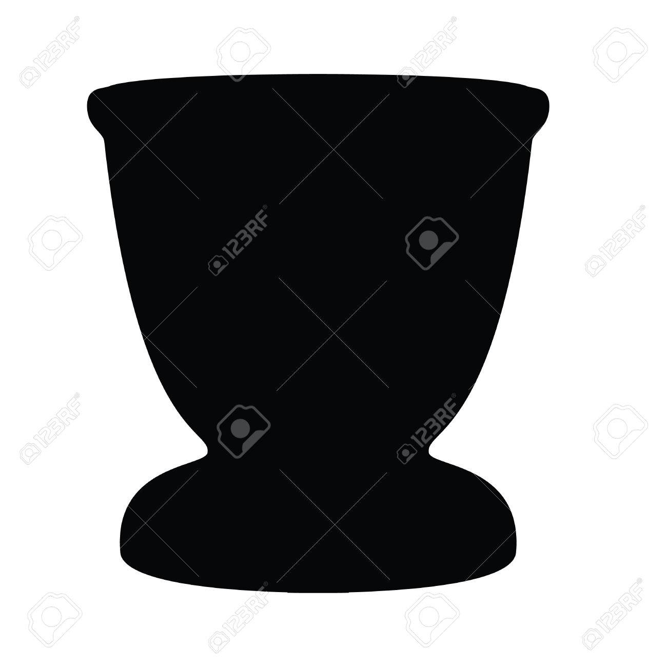 ゆで卵立ての黒と白のシルエットのイラスト素材 ベクタ Image