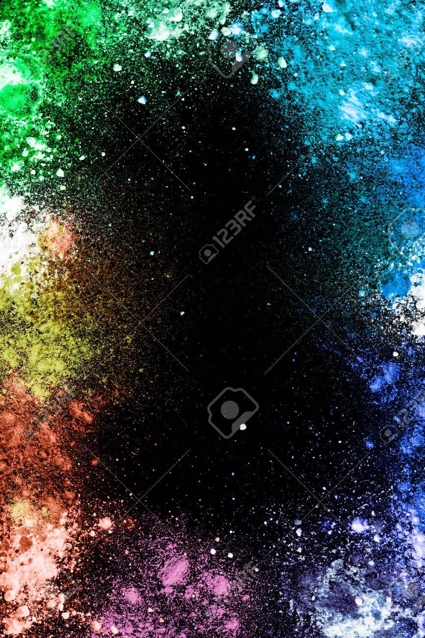 rainbow with black background on Colorful Splashes Of Rainbow Dust On A Black Background Stock Photo Picture And Royalty Free Image Image 77768014