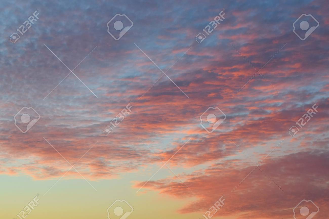 Beautiful Sky And Clouds At Sunset Background Stock Photo