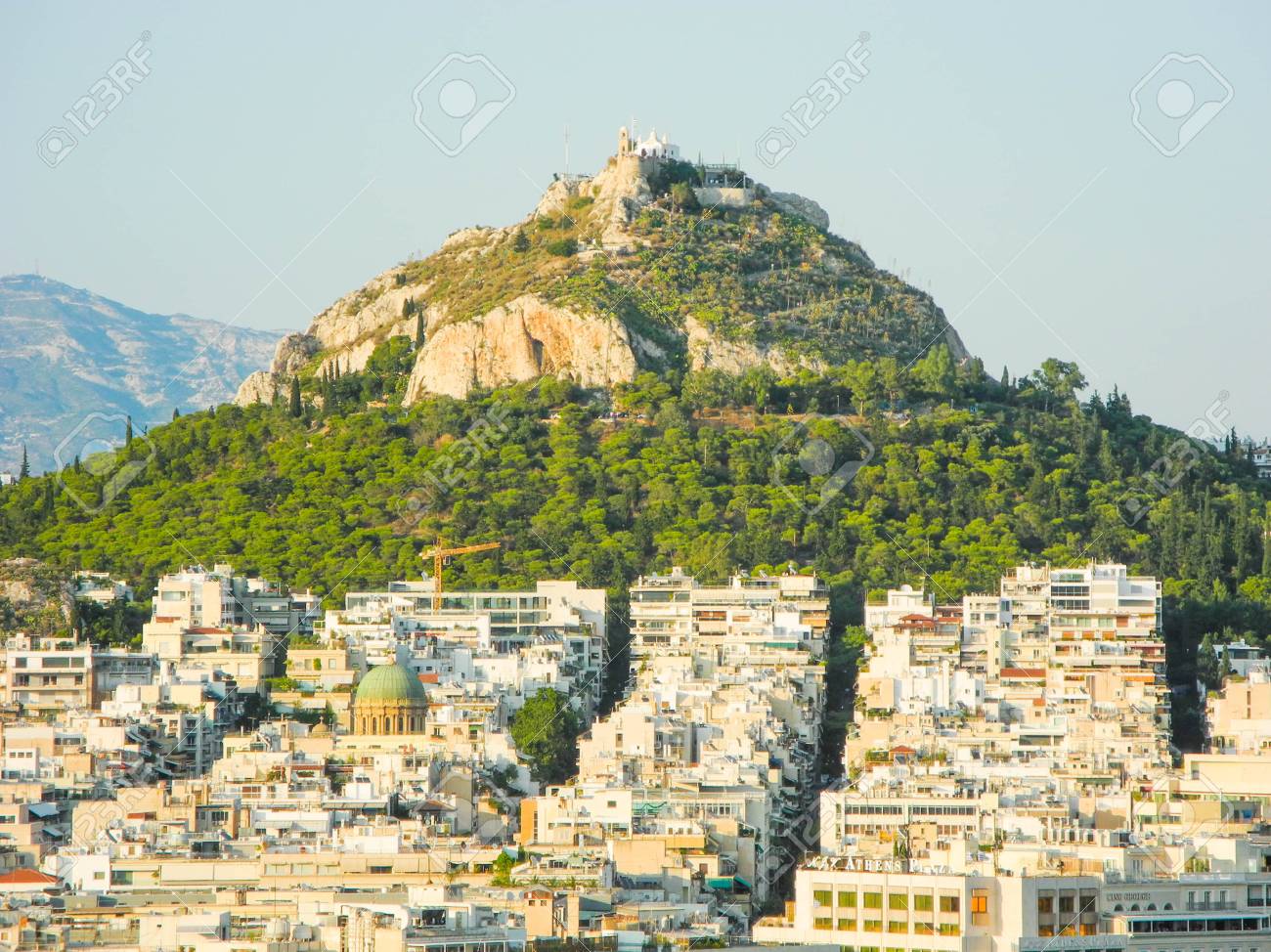 リカベトス山とアテネ、グリーのパノラマビュー の写真素材・画像素材 