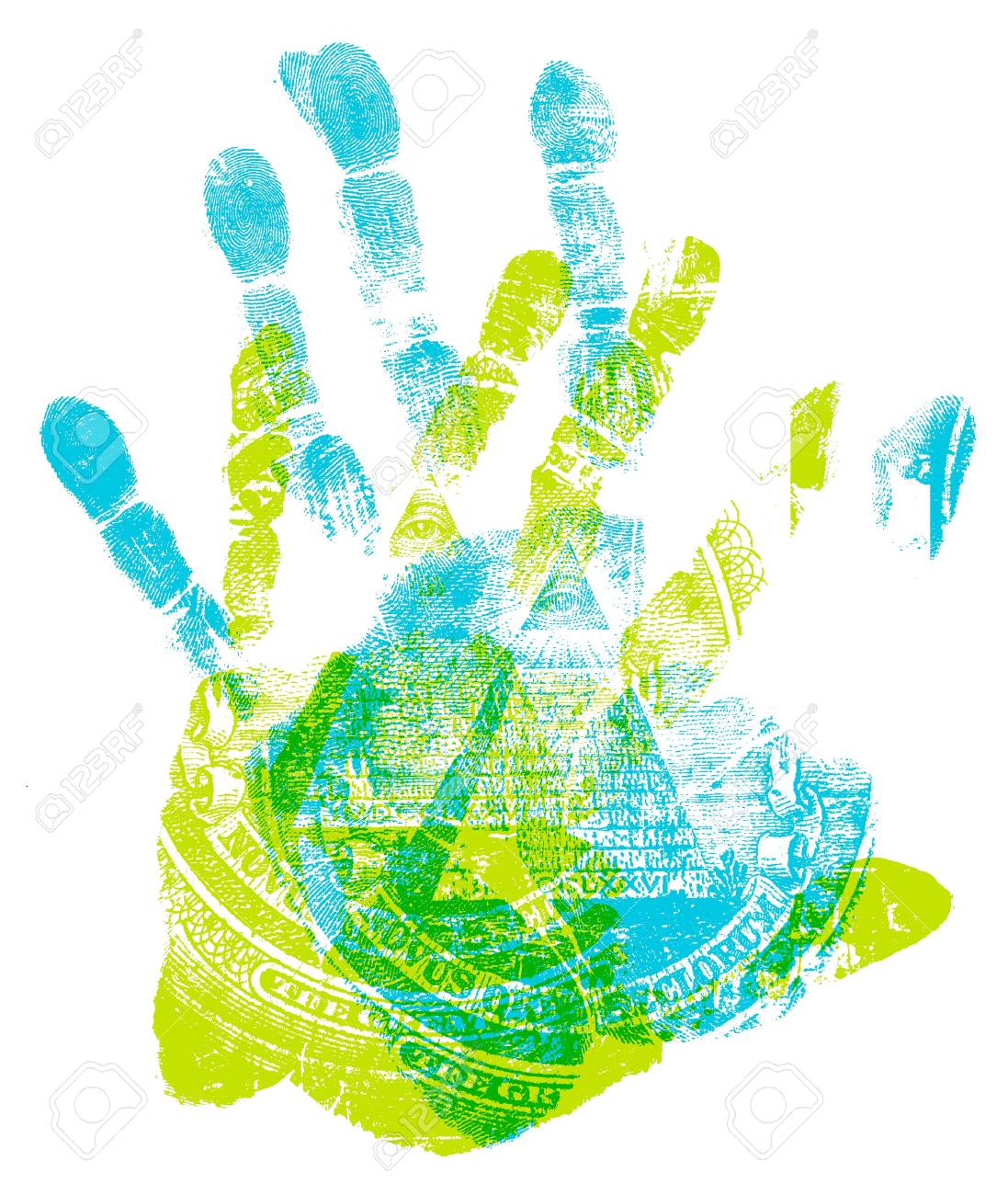 printout of human hand with us dollar marks stock photo picture and