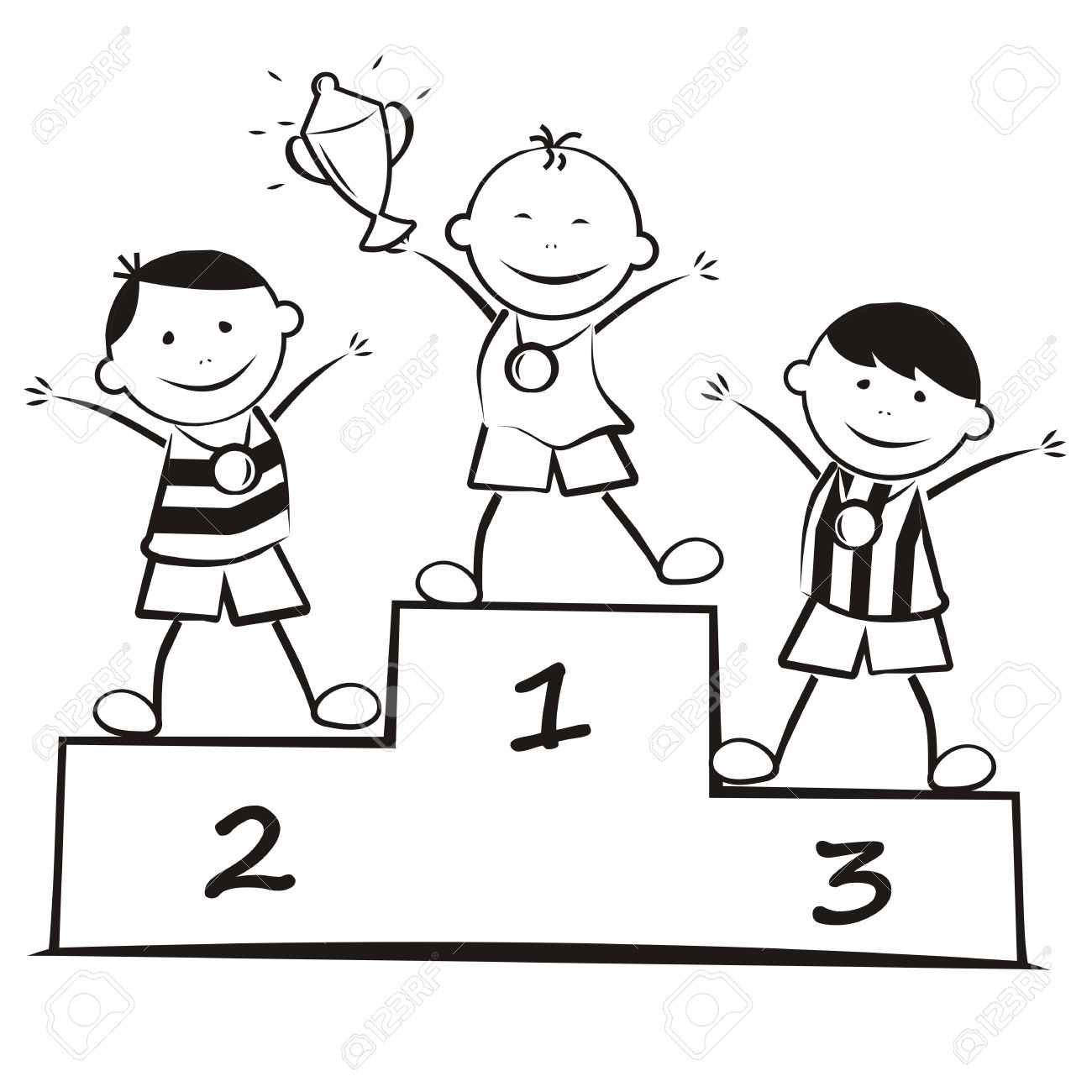 Winners On The Podium Coloring Book Royalty Free Cliparts Vectors And Stock Illustration Image 51777746