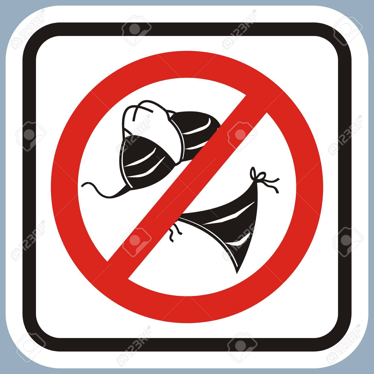 Prohibición De Caminar En Trajes De Baño, Señal De Prohibición, Icono De Vector Ilustraciones Svg, Vectoriales, Clip Vectorizado Libre De Derechos. Image 86918894.