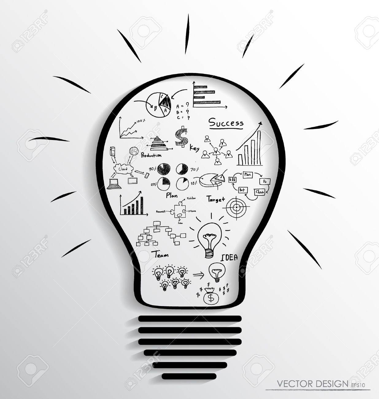 Light bulb with elements of infographics and graph. Vector illustration. - 19481766 Light bulb with elements of infographics and graph. Vector illustration. - 19481766