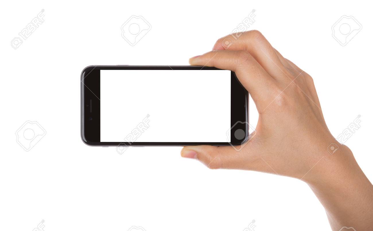 Hand holding mobile smart phone with blank screen Isolated on white background - 34328858 Hand holding mobile smart phone with blank screen Isolated on white background - 34328858