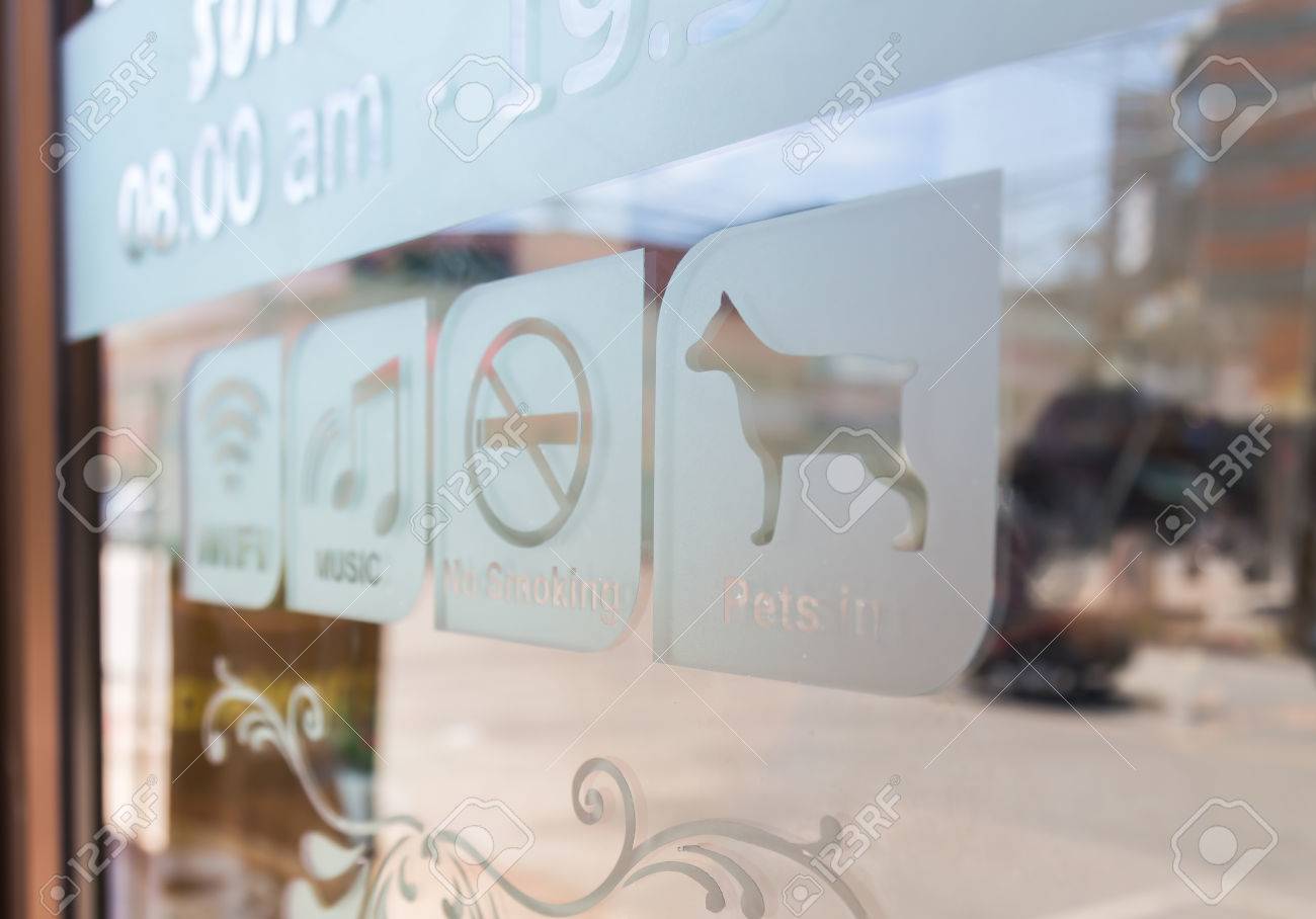 Sign On Glass Door Free Wifi Music No Smoke Pet In