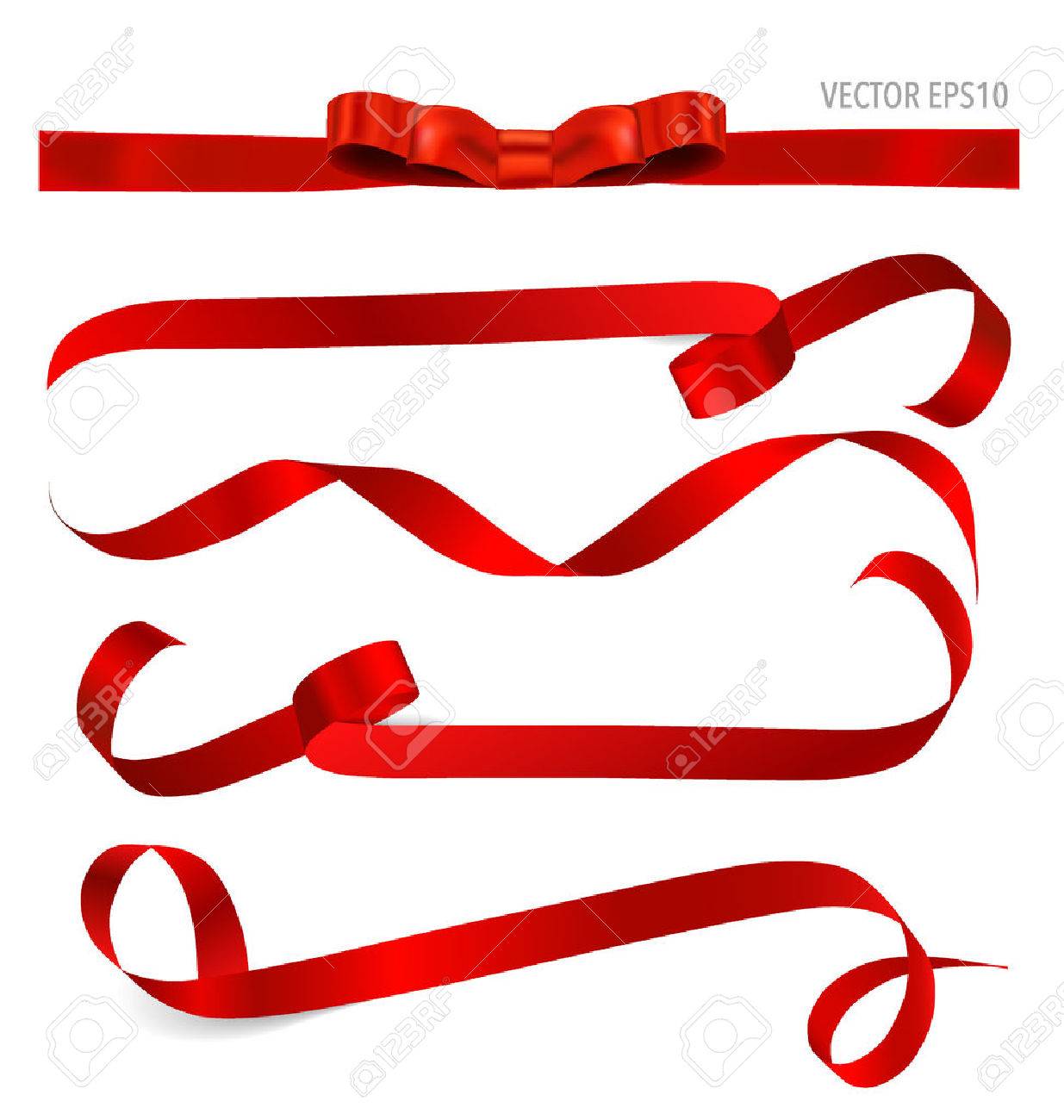 Shiny red ribbon on white background with copy space. Vector illustration. - 45980207 Shiny red ribbon on white background with copy space. Vector illustration. - 45980207