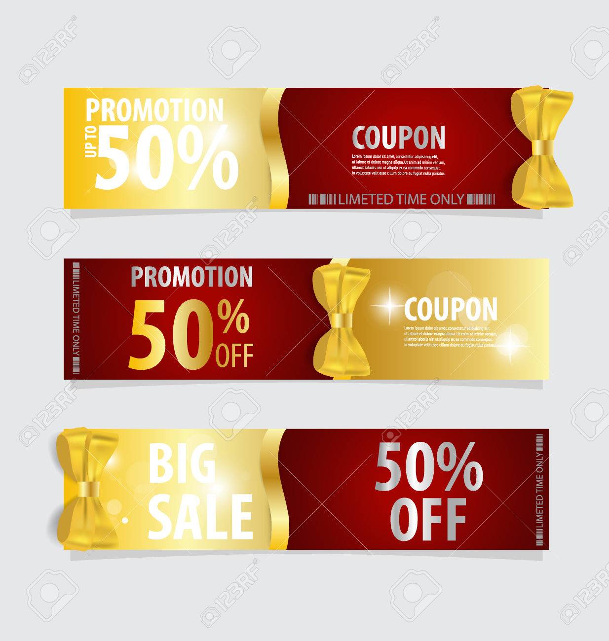 gift coupons with gift bows and ribbons vector illustration gift coupons
