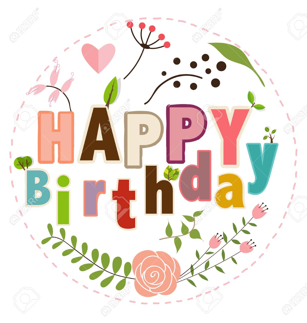 幸せな誕生日グリーティング カード誕生日テキスト ベクトルの図 のイラスト素材 ベクタ Image
