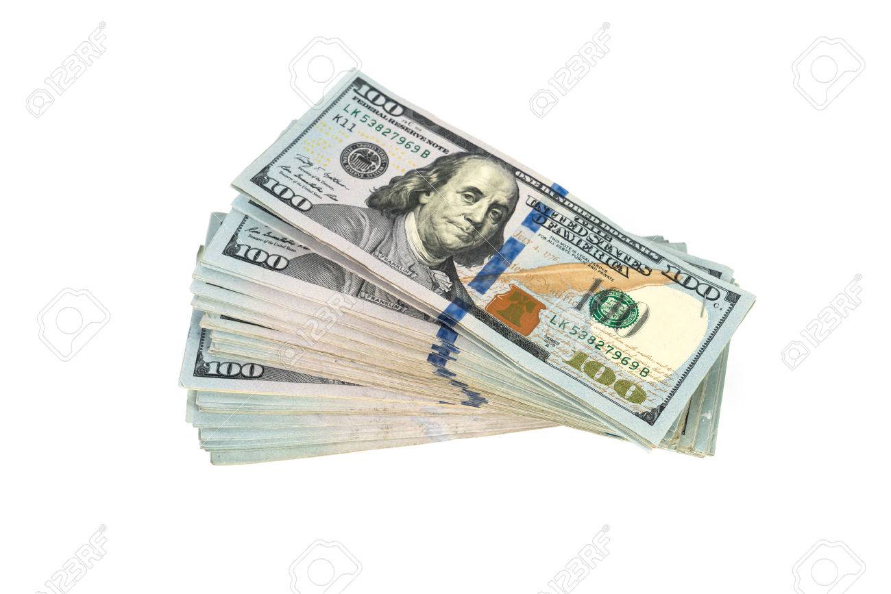 One hundred dollars banknotes on white background - 48016247 One hundred dollars banknotes on white background - 48016247
