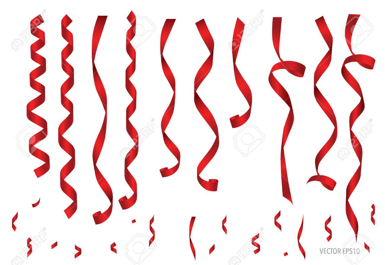 Shiny red ribbon on white background with copy space. Vector illustration. - 48187683 Shiny red ribbon on white background with copy space. Vector illustration. - 48187683