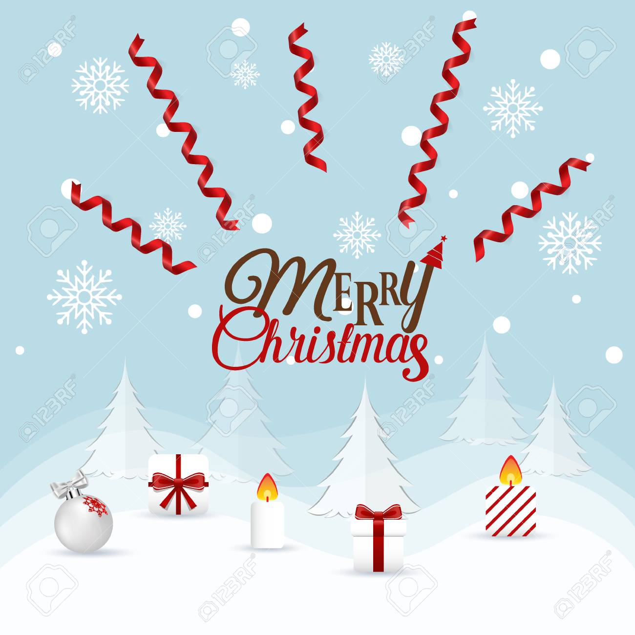 クリスマスの飾り付けとクリスマスグリーティングカード ベクトルイラスト のイラスト素材 ベクタ Image