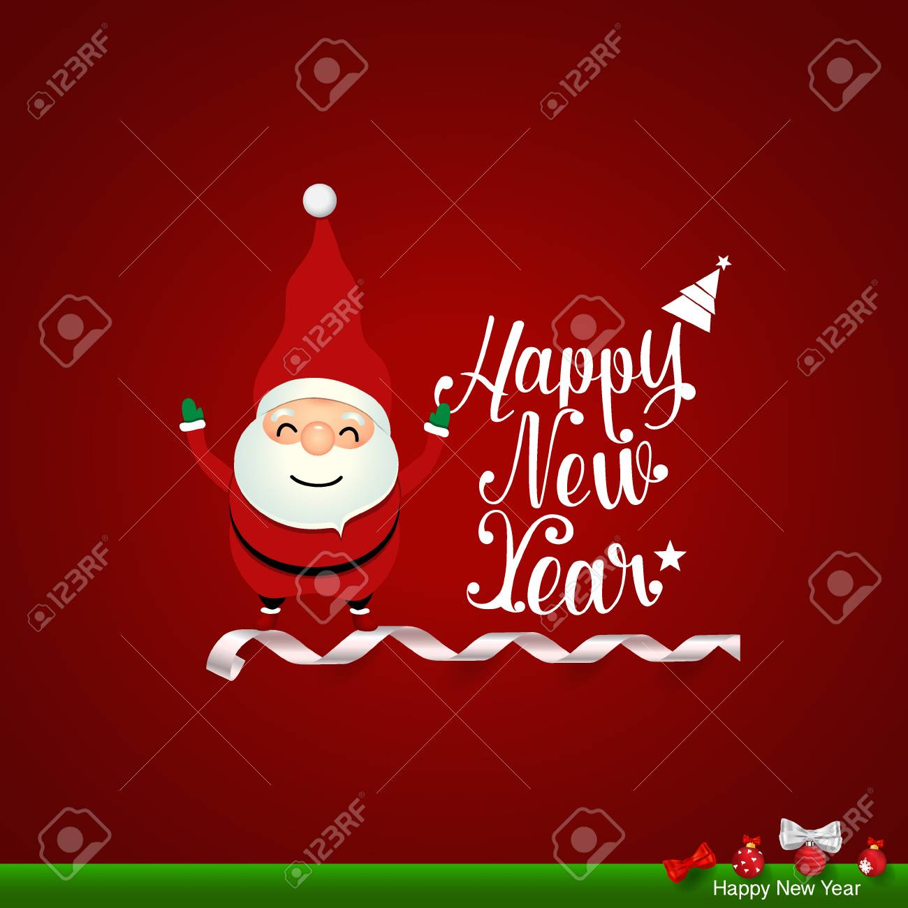 メリークリスマスとハッピーニューイヤーグリーティングカード ベクトルイラスト のイラスト素材 ベクタ Image 8103