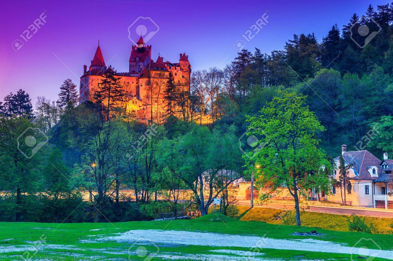 The famous Bran castle with stunning lights in the evening,Transylvania,Romania - 42992822 The famous Bran castle with stunning lights in the evening,Transylvania,Romania - 42992822