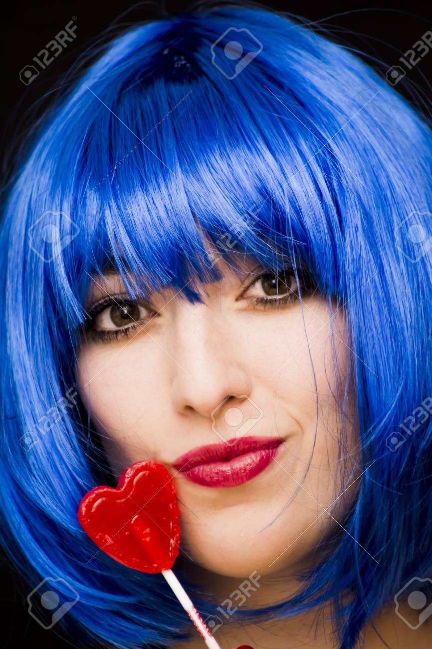 perruque bleue femme