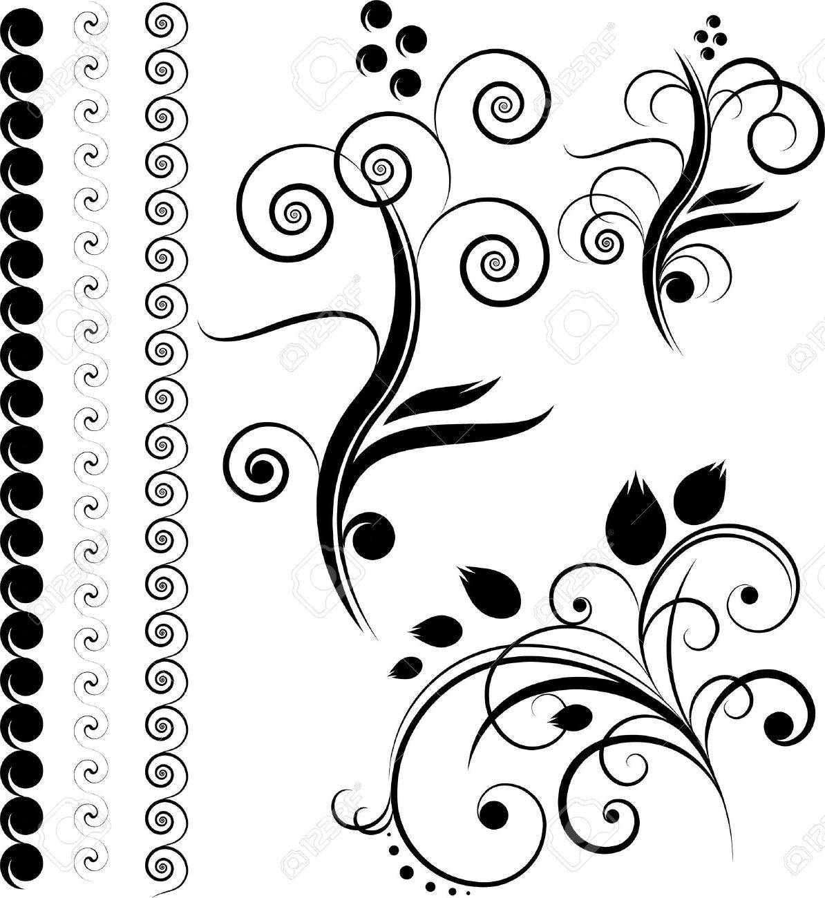 Borders Floral Design Elements Isolated On The White Royalty Free Cliparts Vectors And Stock Illustration Image