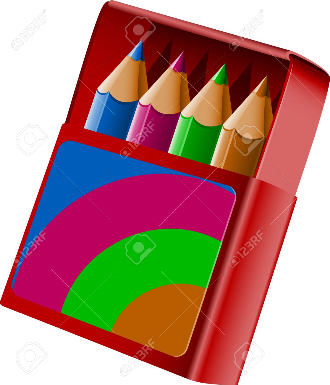 Caja Lápices De Colores Sobre Blanco. Ilustraciones Svg, Vectoriales, Clip Art De Derechos. Image 15373980.