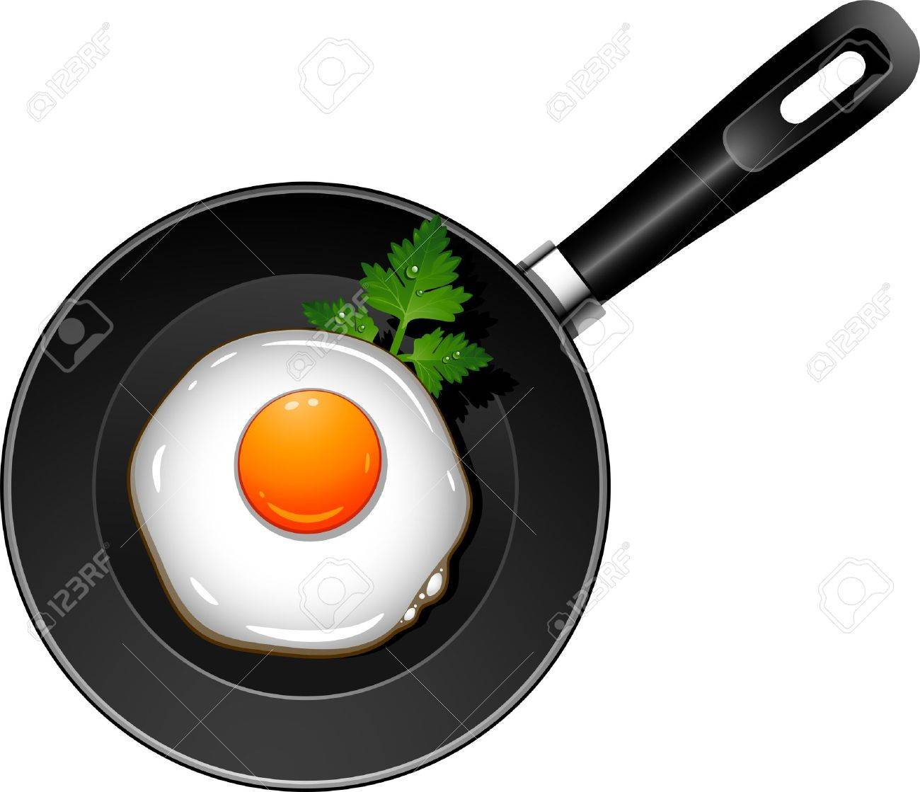 Fried Egg On Pan Over White. EPS 10 Royalty Free SVG, Cliparts, Vectors,  and Stock Illustration. Image 15906170., image size:1300x1119