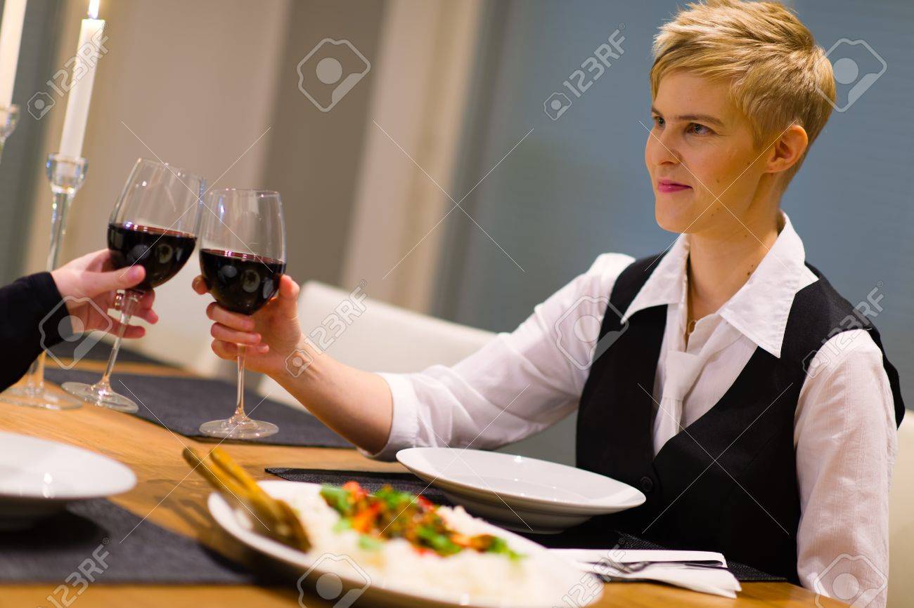 lesbians having great time after dinner Lesbians having great time after dinner