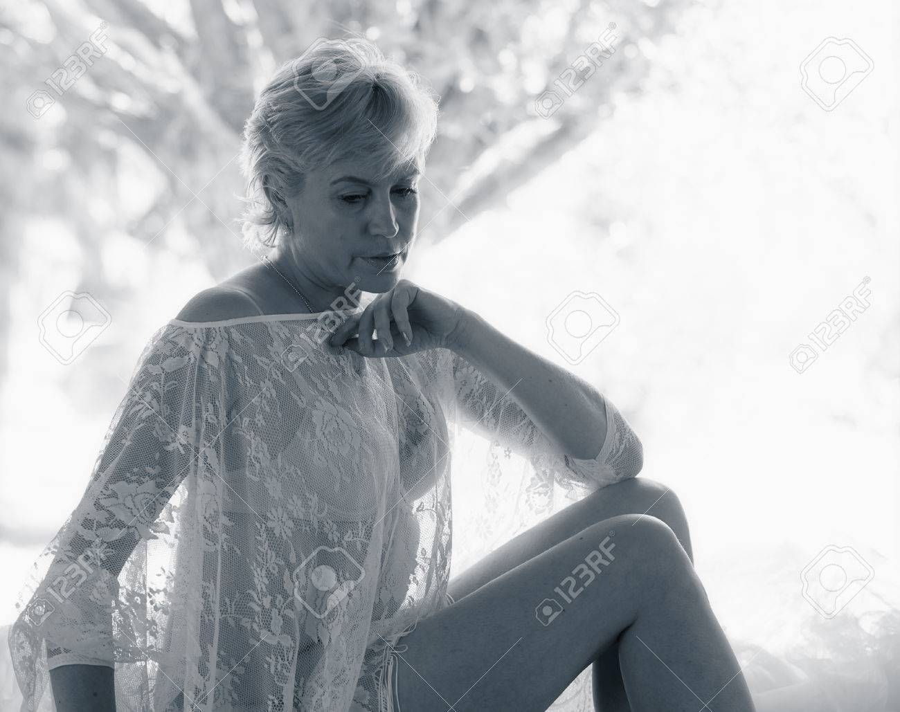 Beautiful Mature Woman Wearing Lingerie