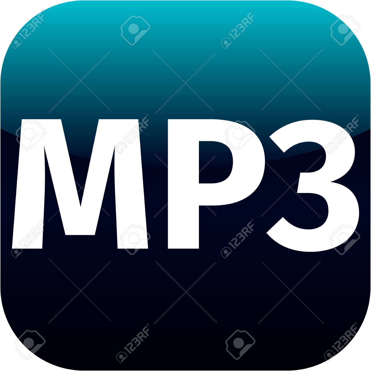 blue mp3 music download icon for web or phone app stock photo