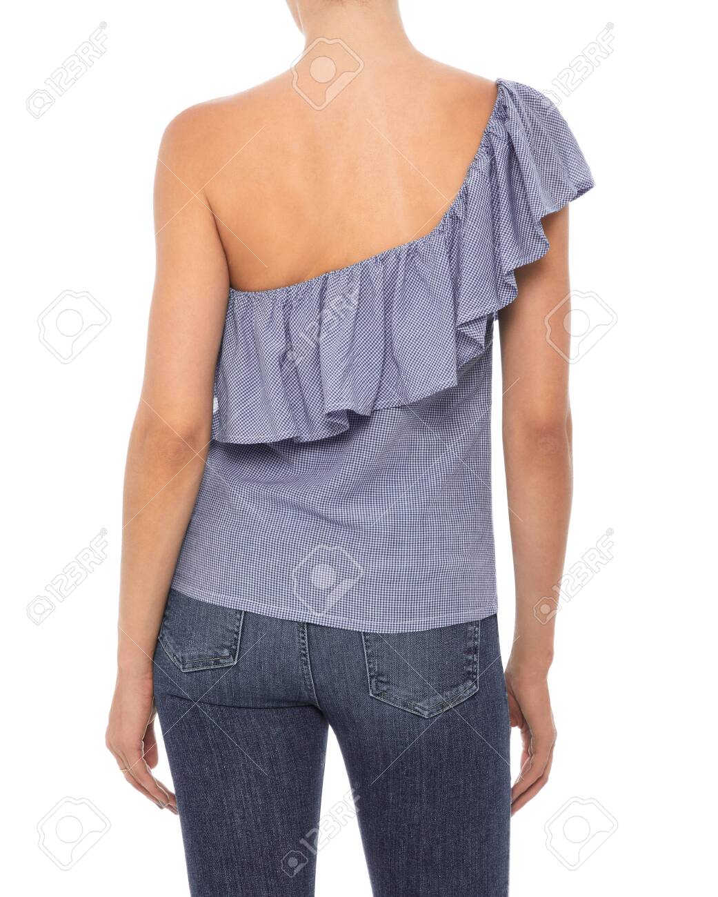 white frill one shoulder top