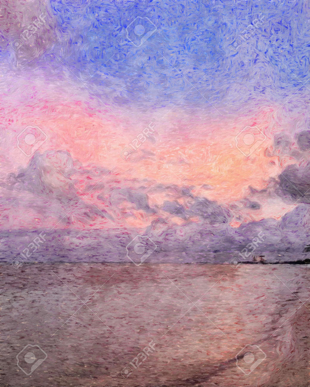 油絵アート、有名な旅行や観光の場所、ポスター、紙、テキスタイル