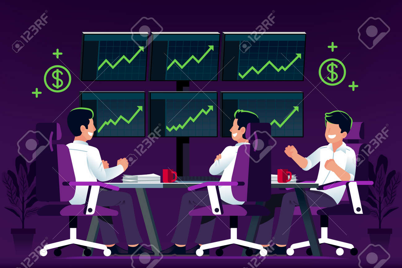 주식 트레이더 그룹이나 외환 트레이더 그룹은 좋은 범위에서 거래하여 많은 이익을 얻습니다. 황금 시간 투자에서 좋은 결과를 얻습니다.  로열티 무료 사진, 그림, 이미지 그리고 스톡포토그래피. Image 168070178