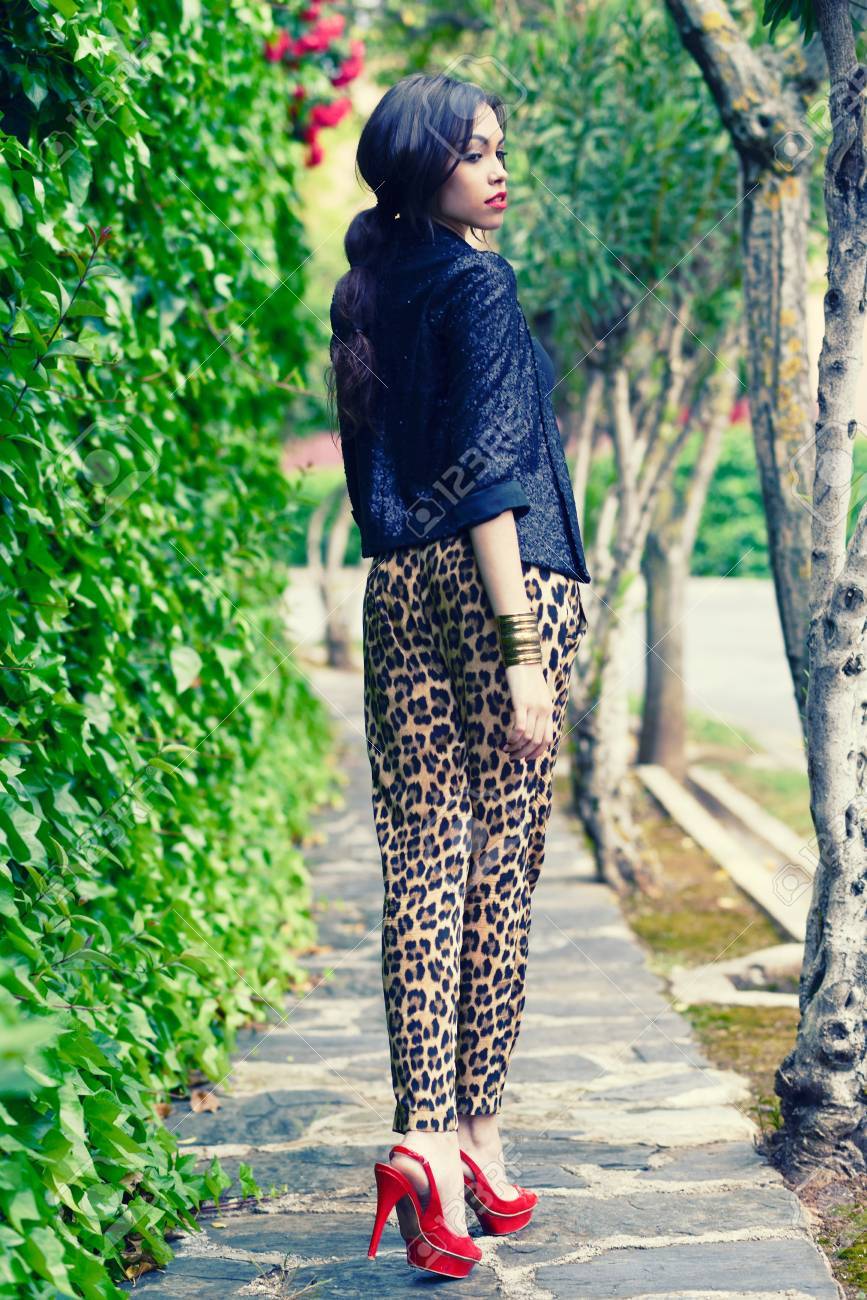 leopard and red heels