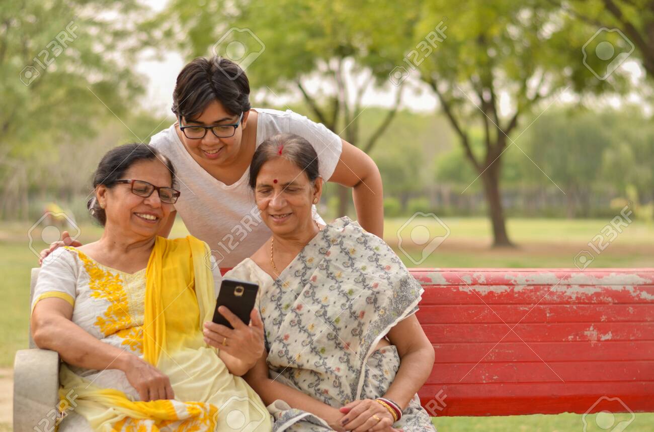 A Young Indian Girl With Mother And Mother In Law Senior Graceful Stock Photo Picture And Royalty Free Image Image