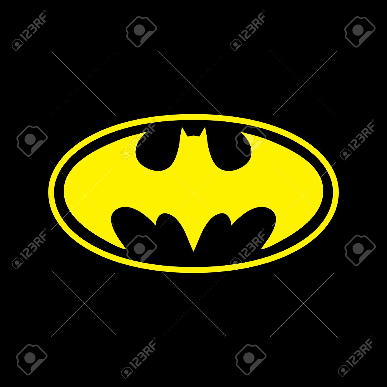 Dc Comics Superhero Batman Logo Yellow On Black Background Stock Photo Picture And Royalty Free Image Image