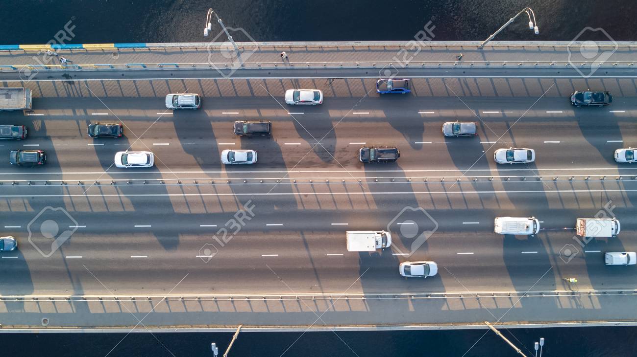 Aerial top view of bridge road automobile traffic of many cars, transportation concept - 83649054 Aerial top view of bridge road automobile traffic of many cars, transportation concept - 83649054