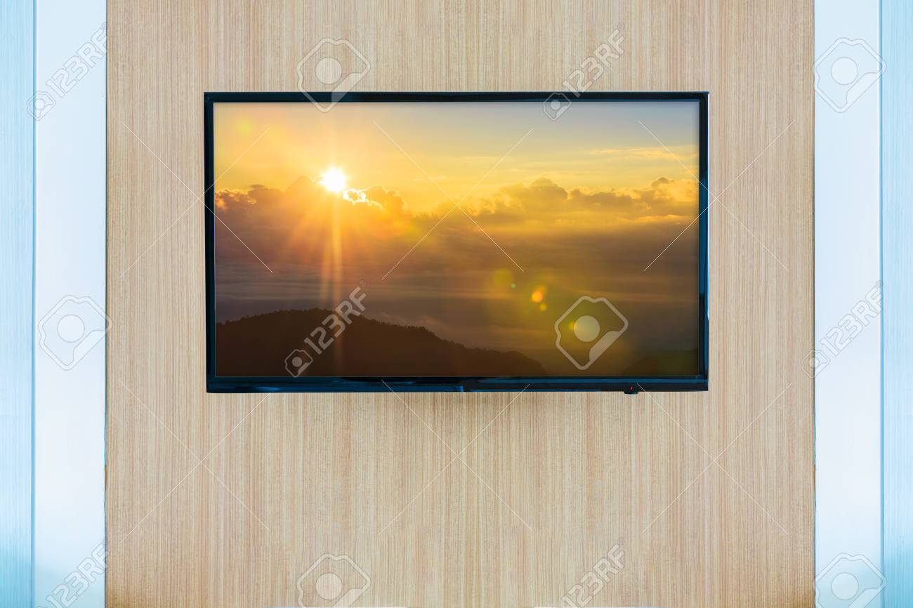Black Led Tv Television Screen Mockup Landscape On Monitor Stock Photo Picture And Royalty Free Image Image 69790650
