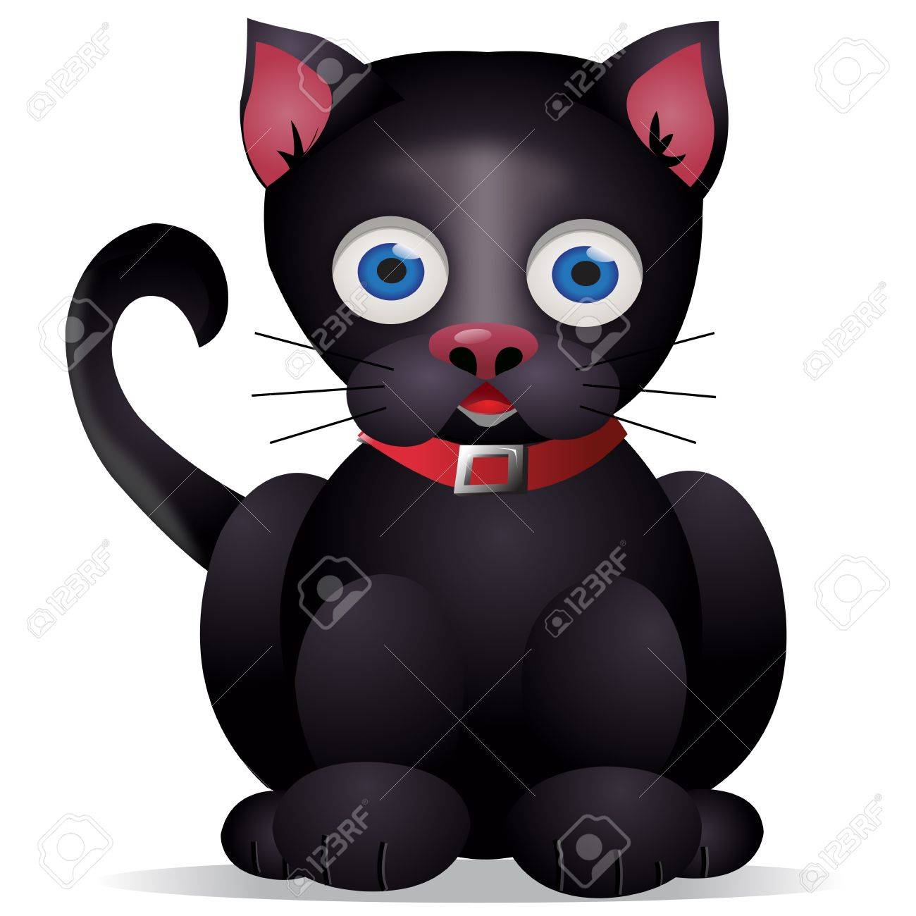 黒い招き猫 赤い耳と首輪レトロ 黒い招き猫 赤い耳と首輪レトロ