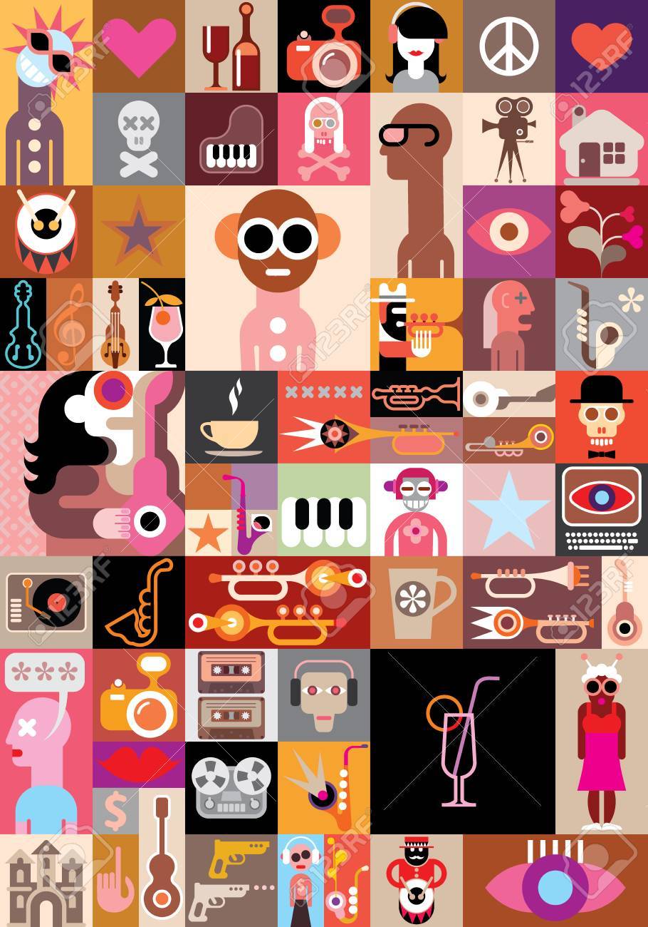 人々 の肖像画 多くの異なる画像をコラージュ芸術 ベクトル イラスト のイラスト素材 ベクタ Image