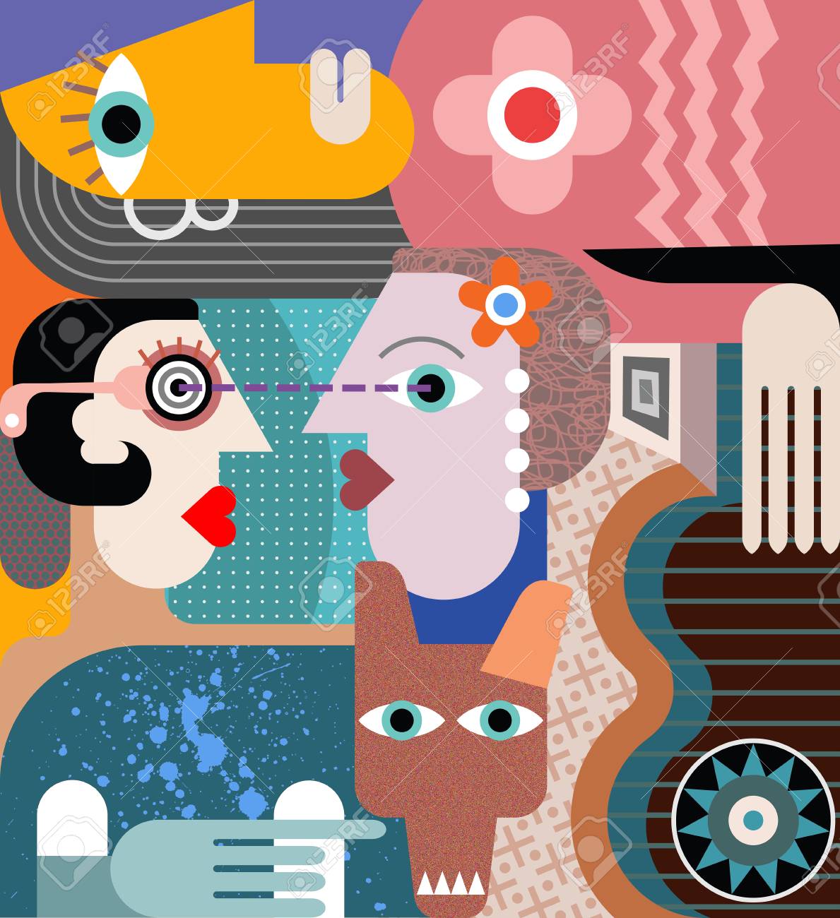 絵画。3人の女性