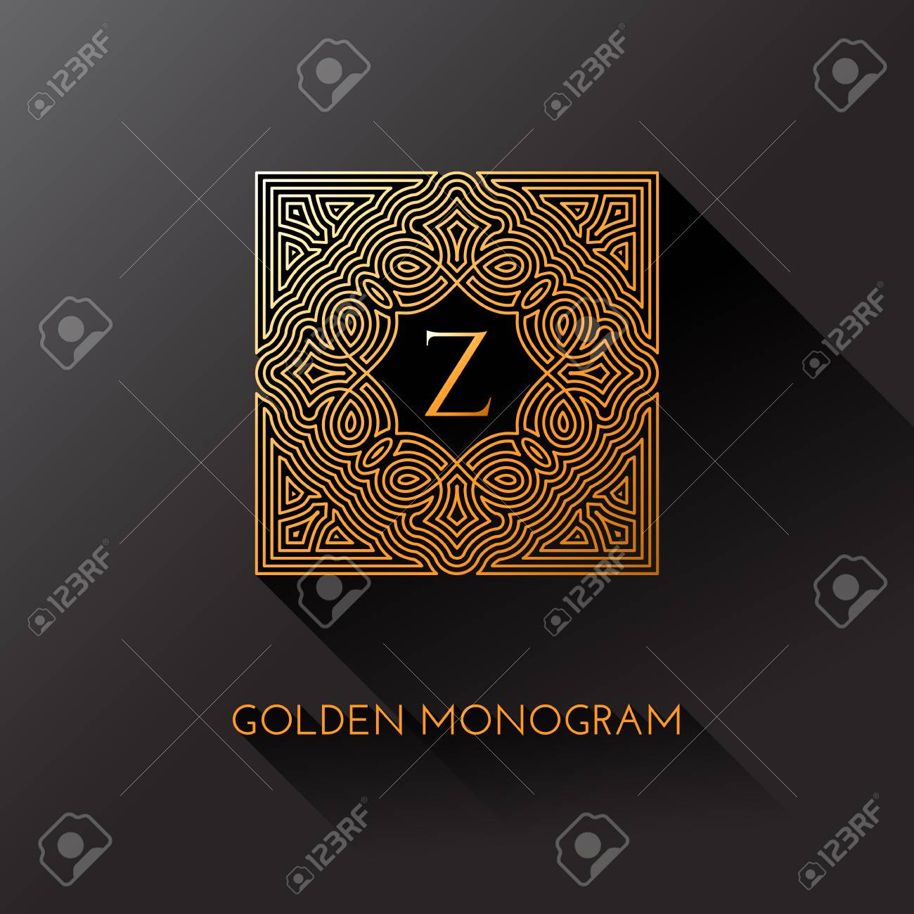 Golden Elegant Monogram With Letter Z. Template Design For In Z Label Template Golden Elegant Monogram With Letter Z. Template Design For In Z Label Template