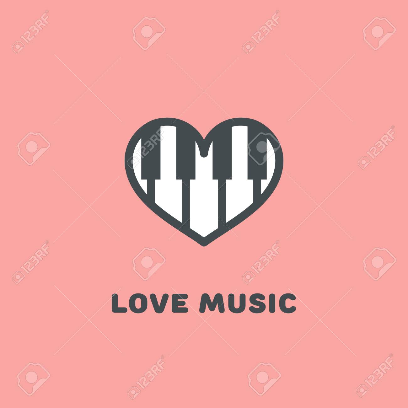 Love Music Logo Template Design On A Pink Background Vector Royalty Free Cliparts Vectors And Stock Illustration Image