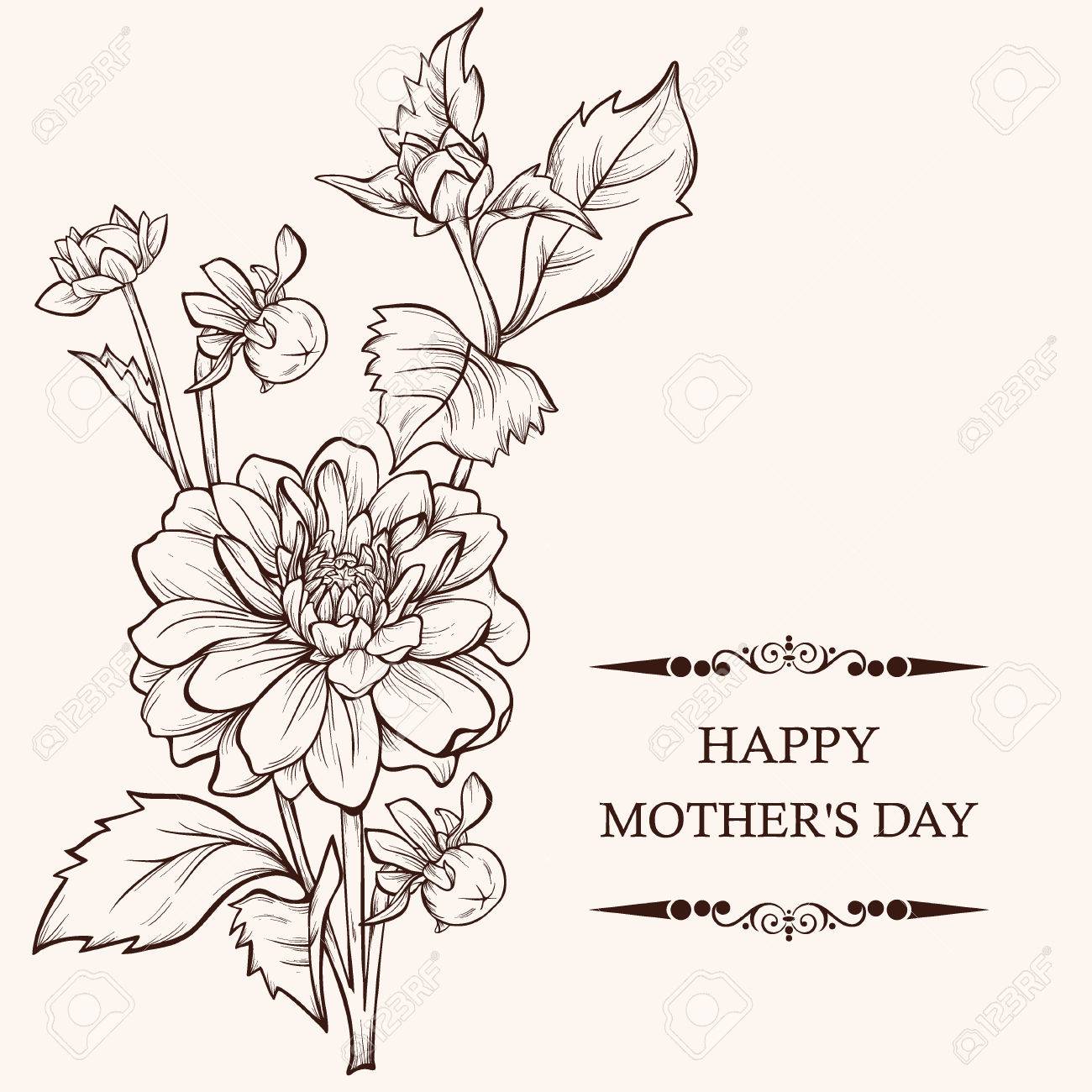 mothers day card design vector illustration bouquet of flowers mothers day card design