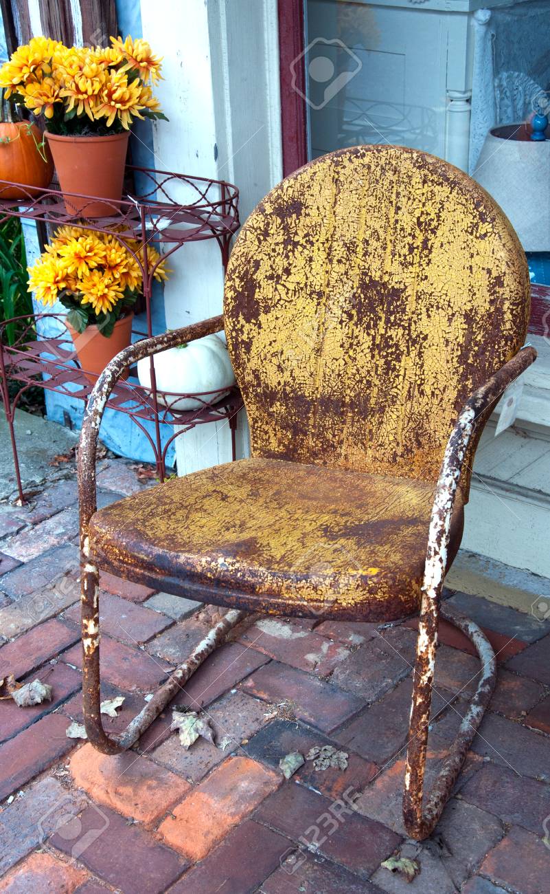 rusted metal chairs