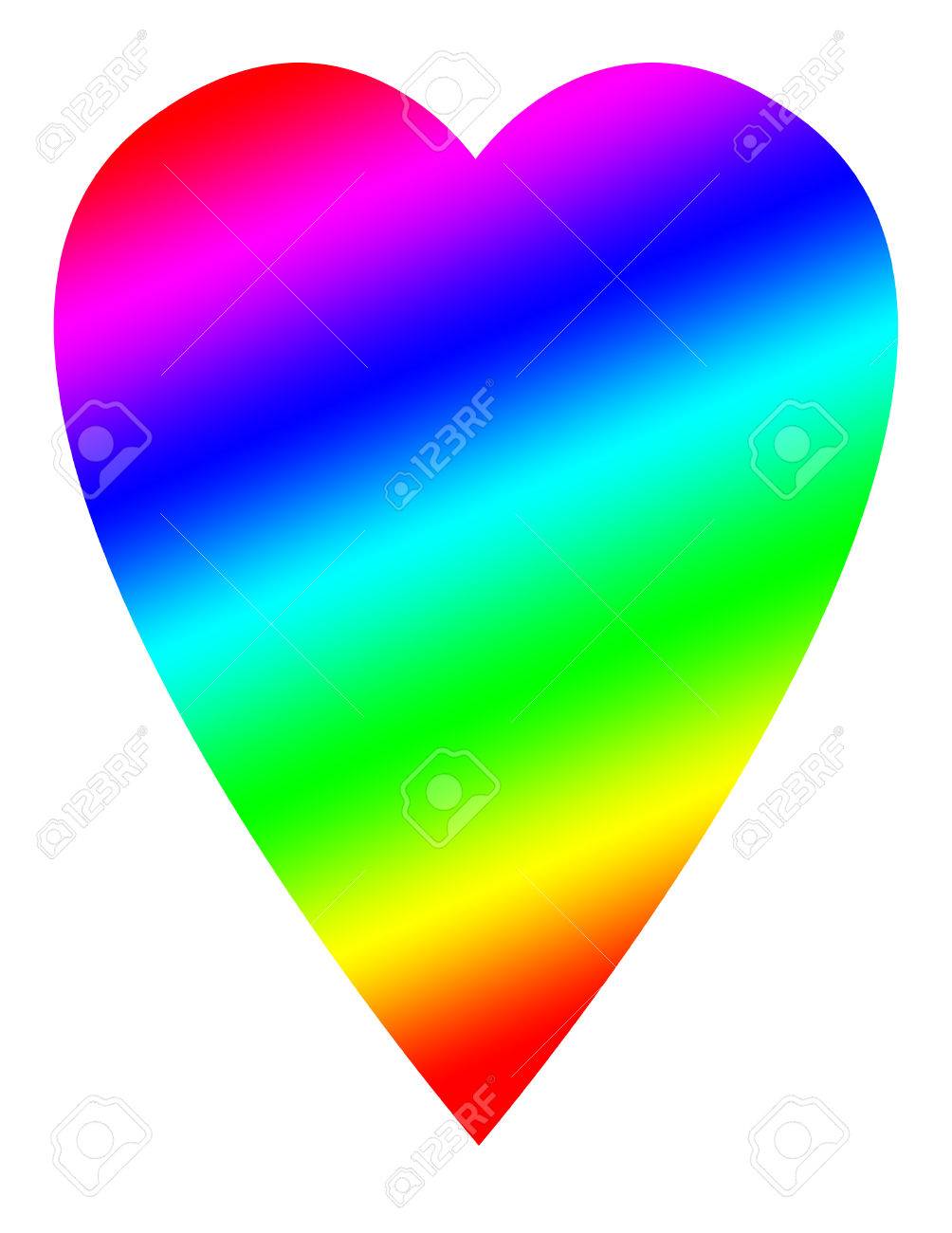 Líneas Geométricas Huecas Del Corazón Rojo Del Arco Iris Con Líneas Geométricas Huecas Del Corazón Rojo Del Arco Iris Con